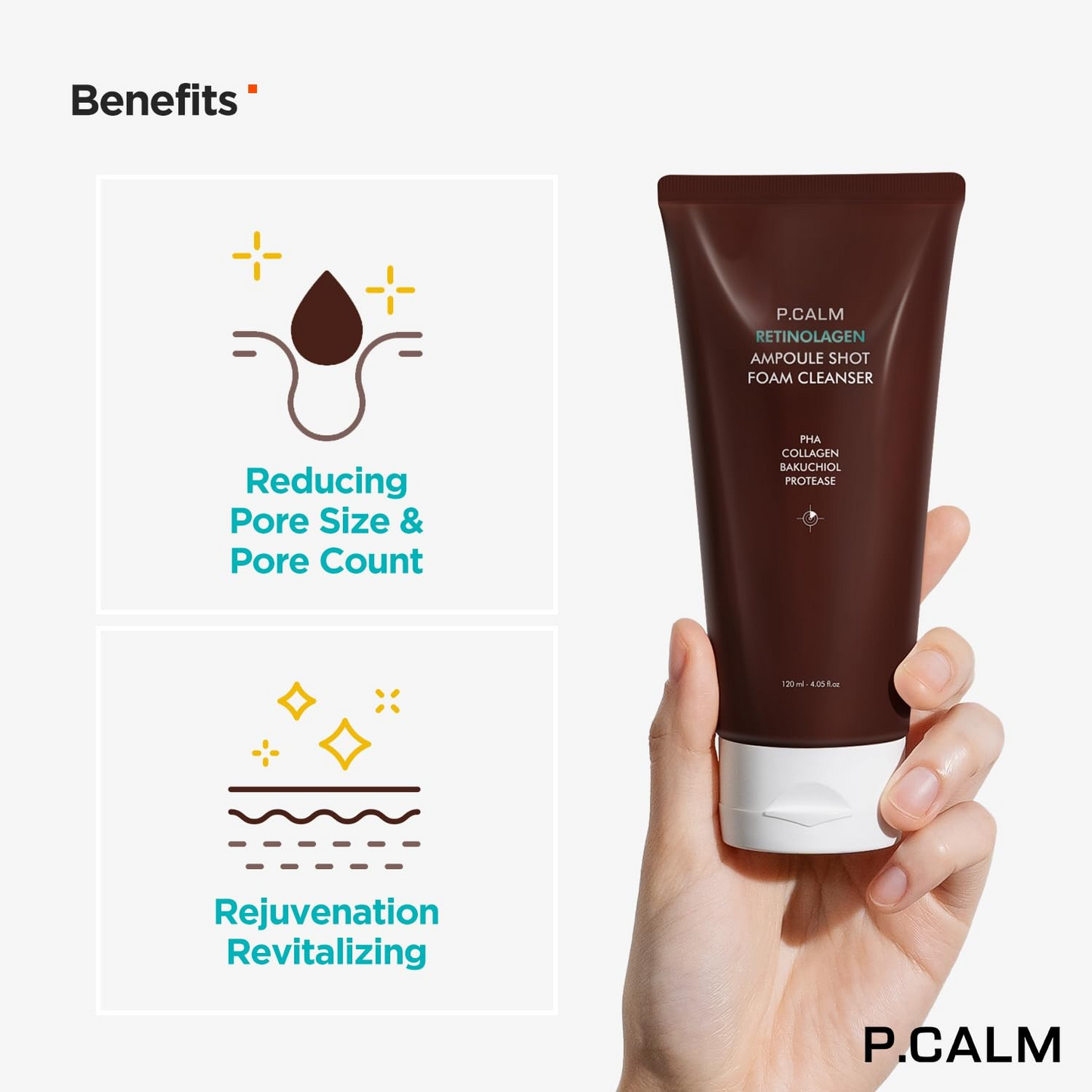 P.CALM Retinolagen Ampoule Shot Foam Cleanser 120ml