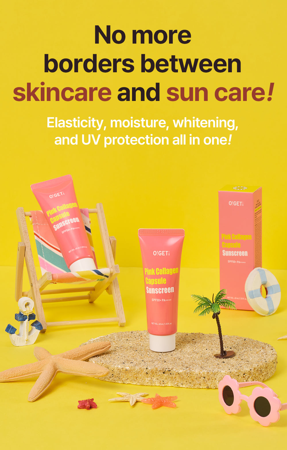 O!GETi Pink Collagen Capsule Sunscreen SPF50+ PA++++ 40ml